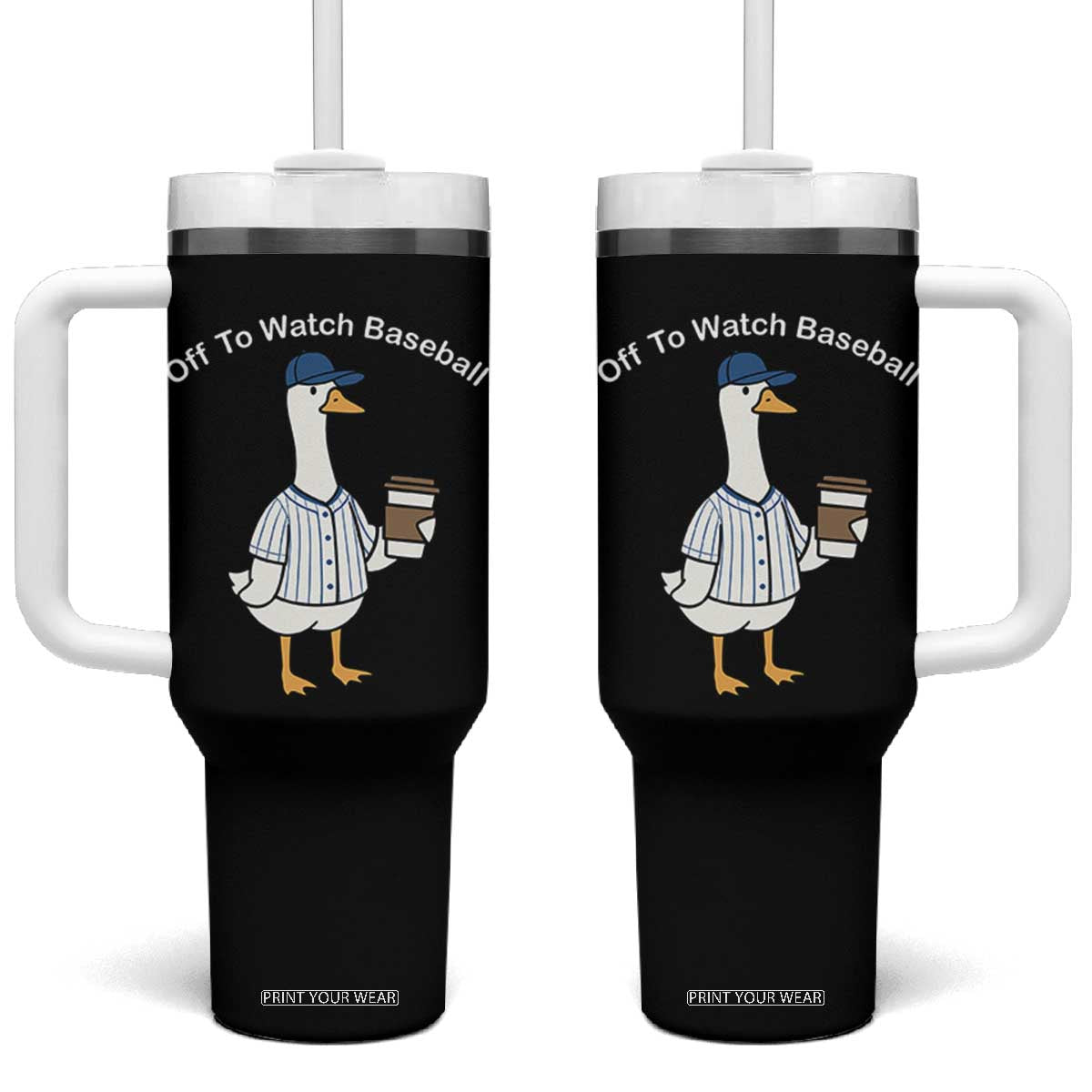 Funny Baseball Mom Goose Tumbler With Handle Funny Sports Game Day TS10 One Size: 40 oz Black Print Your Wear