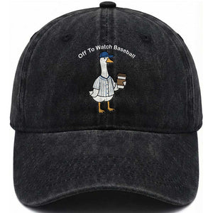 Funny Baseball Mom Goose Washed Cotton Baseball Cap Funny Sports Game Day TS10 Washed Cap Universal Fit Black Print Your Wear