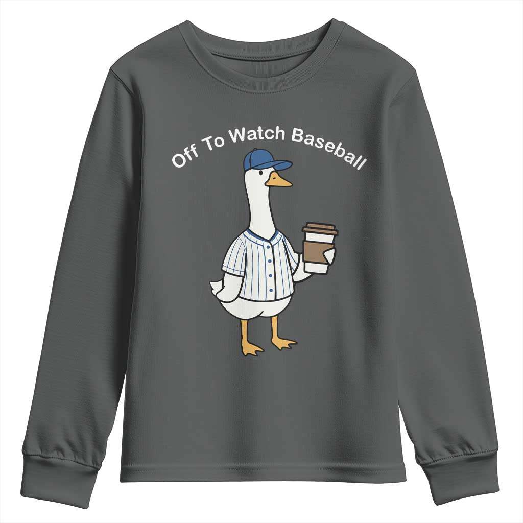 Funny Baseball Mom Goose Youth Sweatshirt Funny Sports Game Day TS10 Dark Heather Print Your Wear