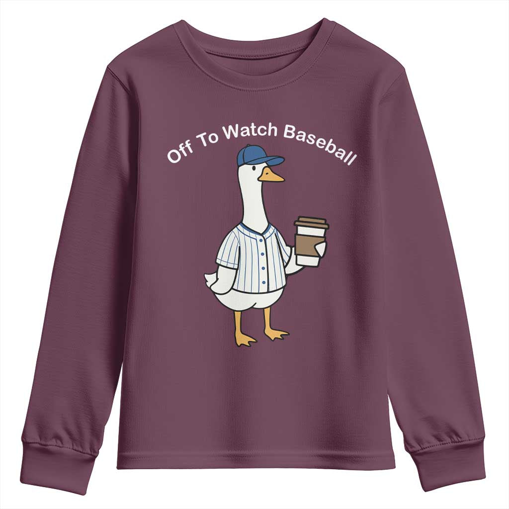 Funny Baseball Mom Goose Youth Sweatshirt Funny Sports Game Day TS10 Maroon Print Your Wear