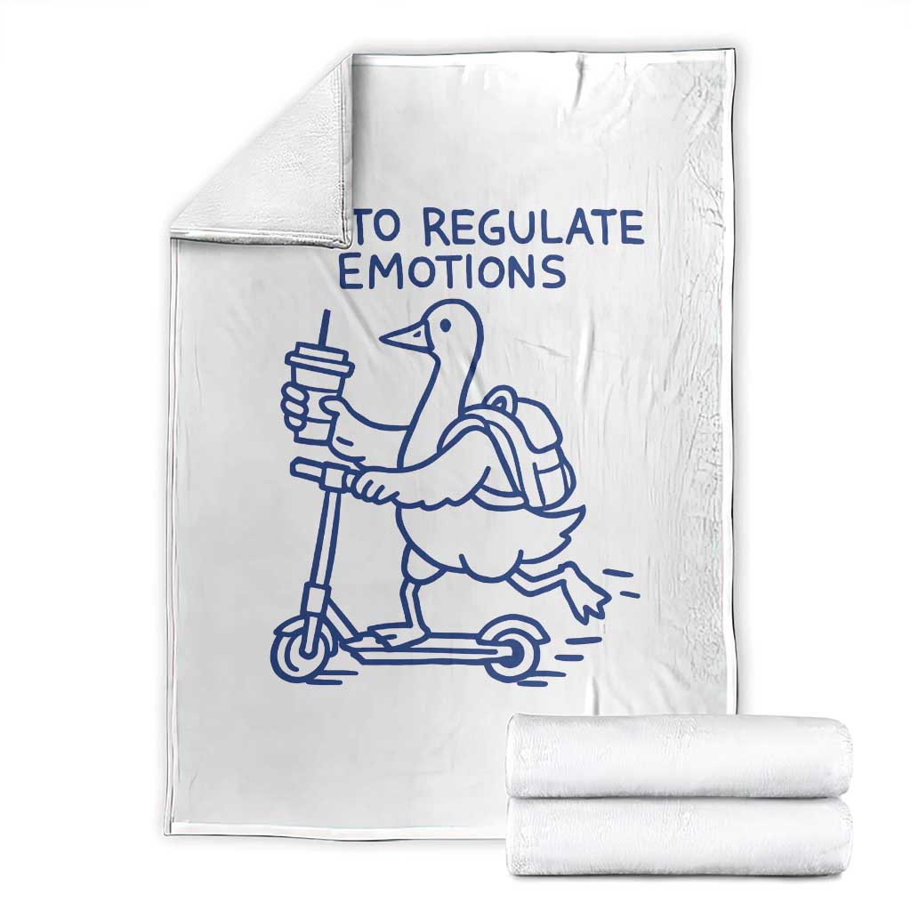 Funny Goose Psychologist Throw Blanket Off To Regulate Emotions Mental Health Counselor TS10 White Print Your Wear