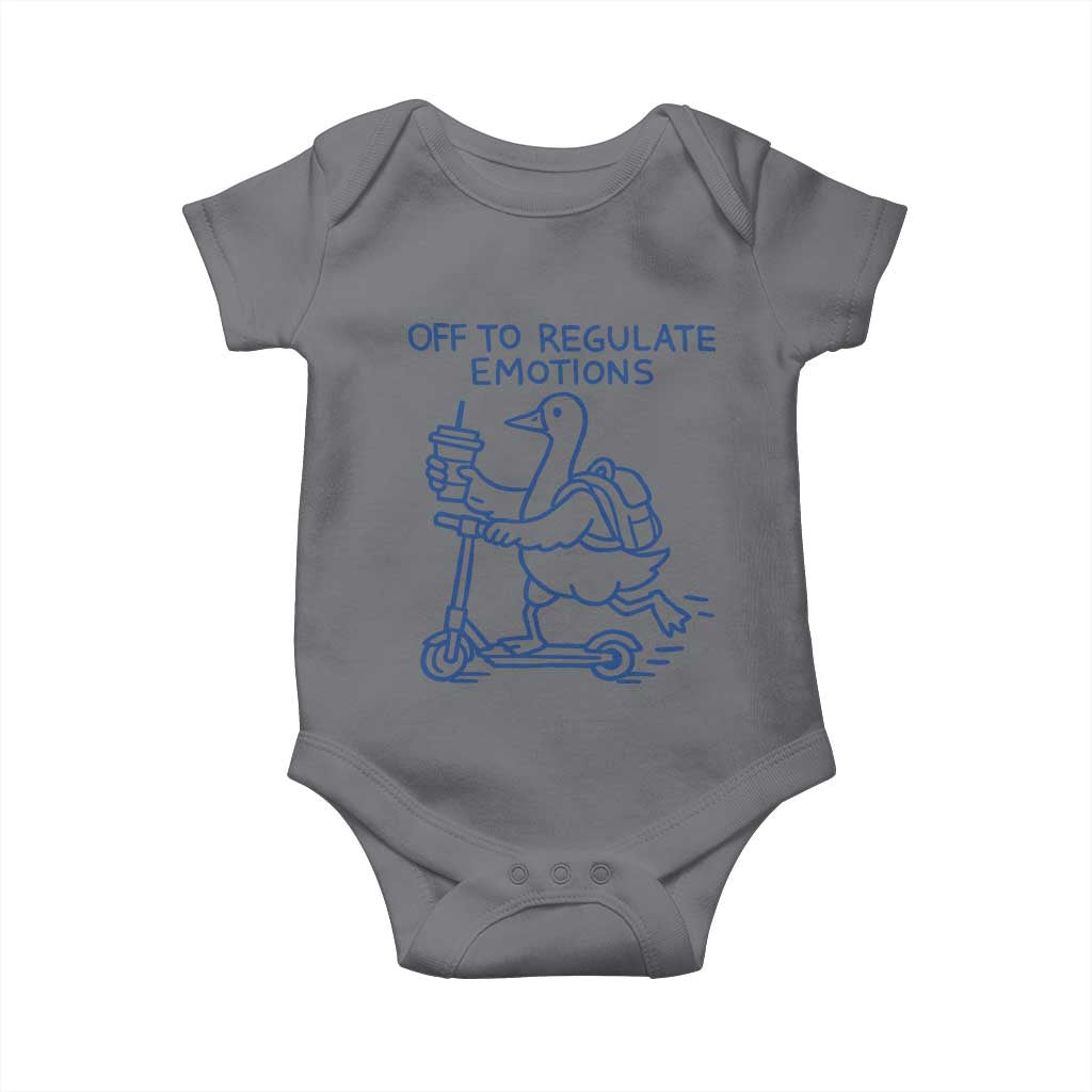 Funny Goose Psychologist Baby Onesie Off To Regulate Emotions Mental Health Counselor TS10 Charcoal Print Your Wear