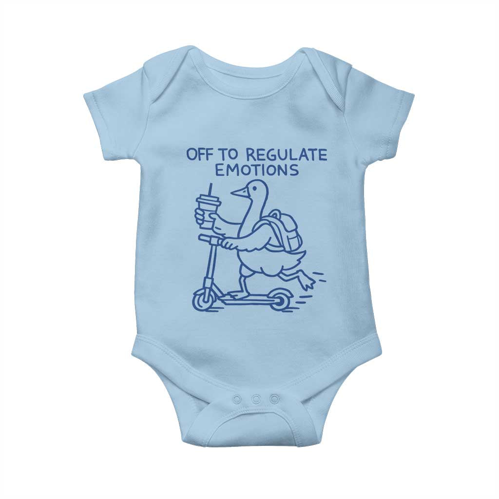 Funny Goose Psychologist Baby Onesie Off To Regulate Emotions Mental Health Counselor TS10 Light Blue Print Your Wear