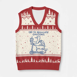 Funny Goose Psychologist V-Neck Knit Sweater Vest Off To Regulate Emotions Mental Health Counselor TS10 Beige Red Print Your Wear