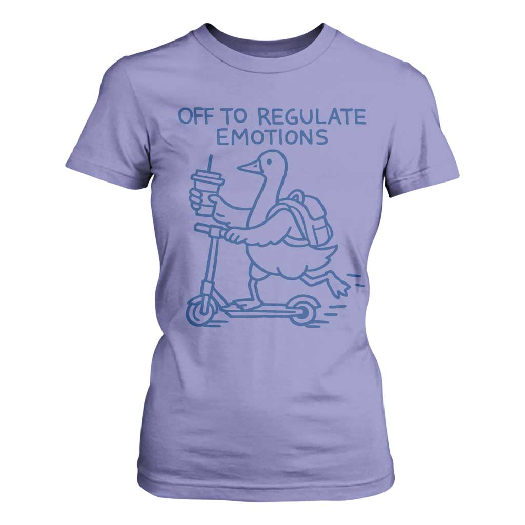 Funny Goose Psychologist T Shirt For Women Off To Regulate Emotions Mental Health Counselor TS10 Violet Print Your Wear
