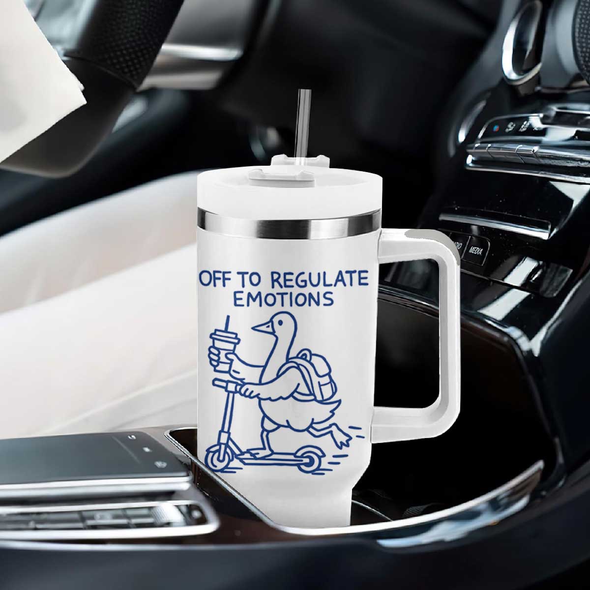 Funny Goose Psychologist Tumbler With Handle Off To Regulate Emotions Mental Health Counselor TS10 Print Your Wear