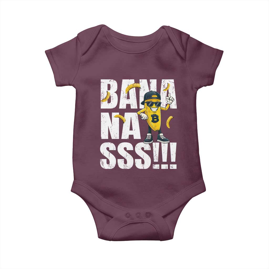 Banana Lovers Baby Onesie Funny Bananas Vintage Style TS10 Maroon Print Your Wear