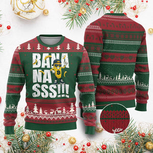 Banana Lovers Ugly Christmas Sweater Funny Bananas Vintage Style TS10 Red Green Print Your Wear