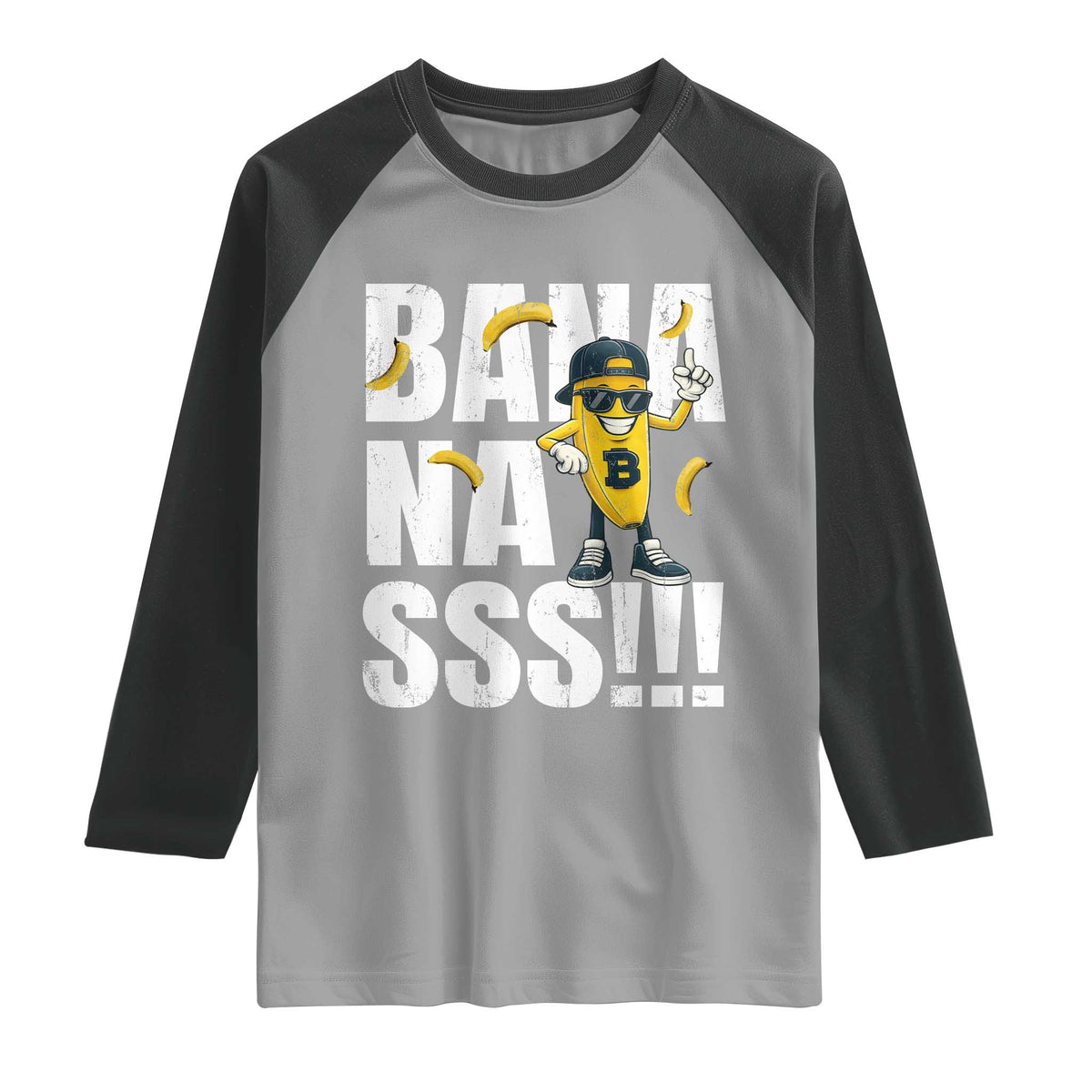 Banana Lovers Raglan Shirt Funny Bananas Vintage Style TS10 Sport Gray Black Print Your Wear