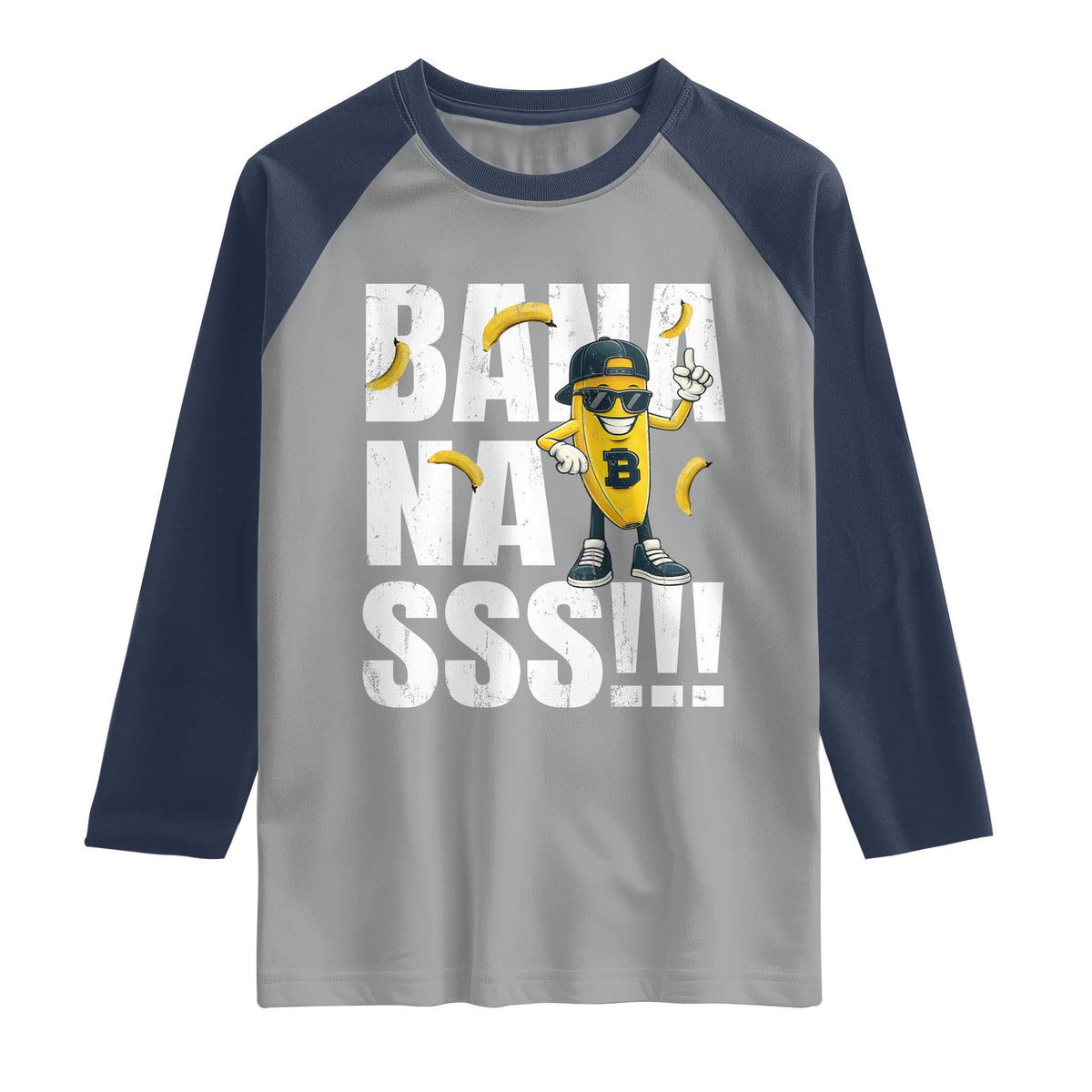 Banana Lovers Raglan Shirt Funny Bananas Vintage Style TS10 Sport Gray Navy Print Your Wear