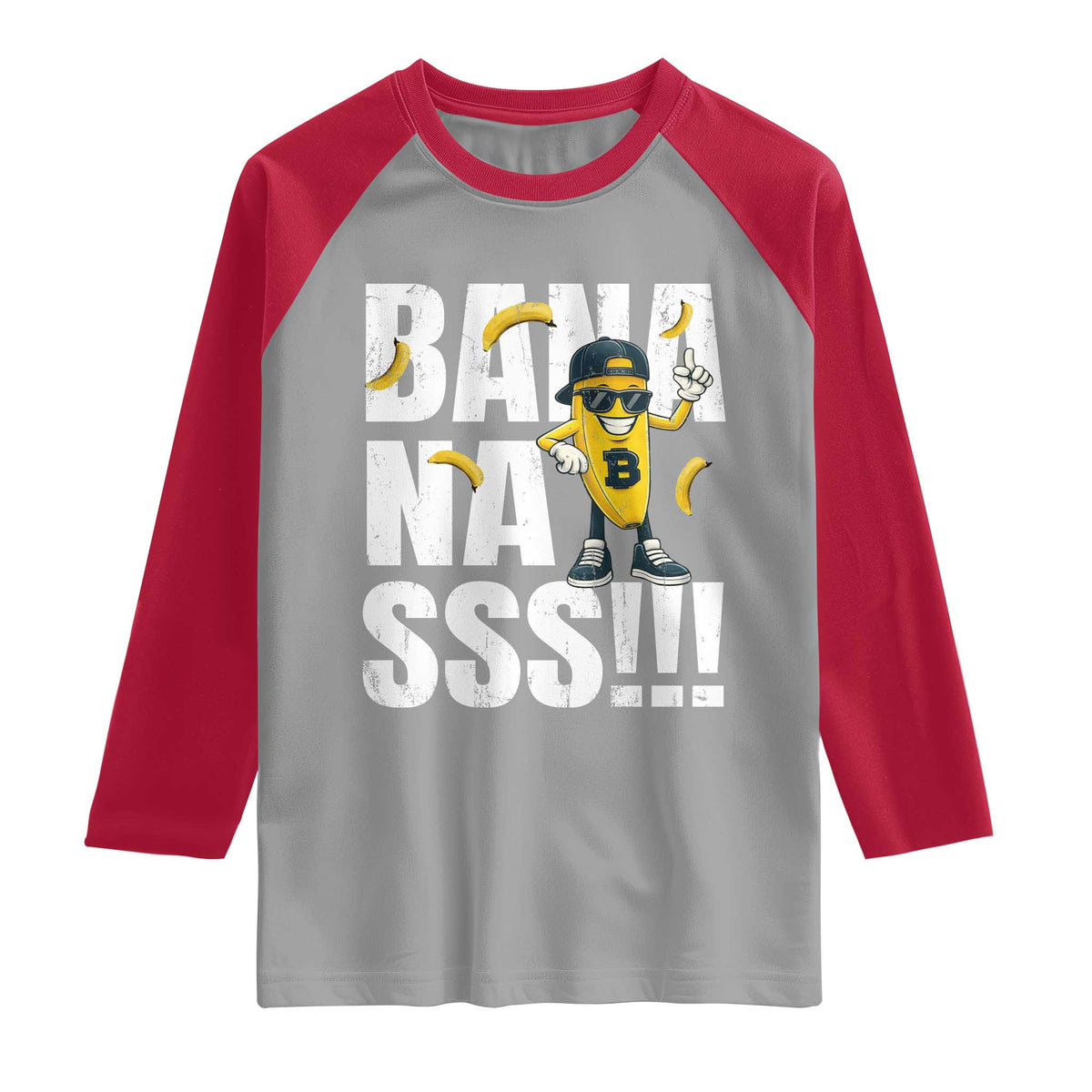 Banana Lovers Raglan Shirt Funny Bananas Vintage Style TS10 Sport Gray Red Print Your Wear