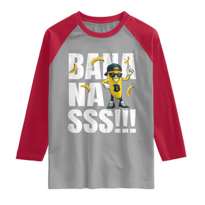 Banana Lovers Raglan Shirt Funny Bananas Vintage Style TS10 Sport Gray Red Print Your Wear