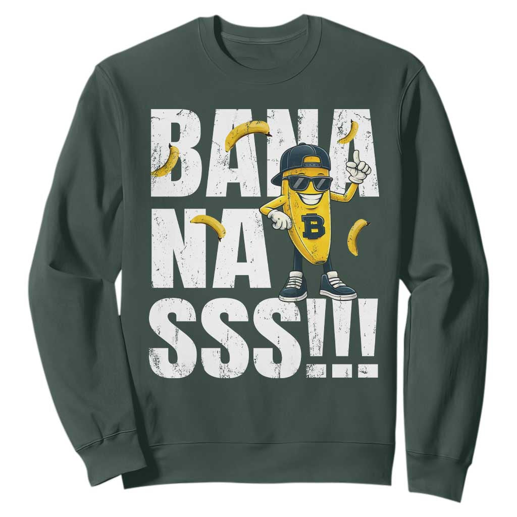 Banana Lovers Sweatshirt Funny Bananas Vintage Style TS10 Dark Forest Green Print Your Wear