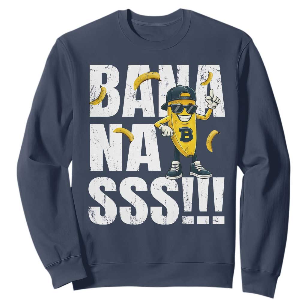 Banana Lovers Sweatshirt Funny Bananas Vintage Style TS10 Navy Print Your Wear