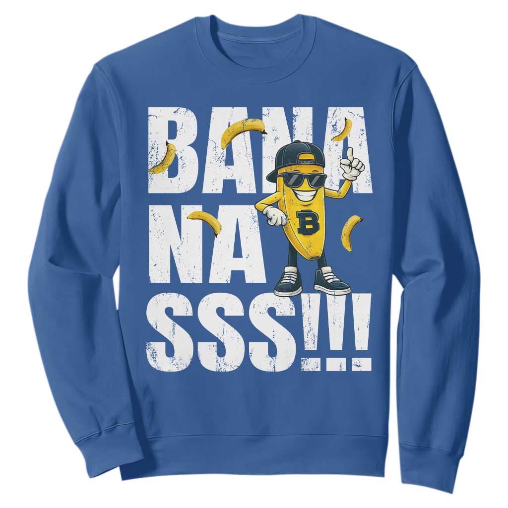 Banana Lovers Sweatshirt Funny Bananas Vintage Style TS10 Royal Blue Print Your Wear