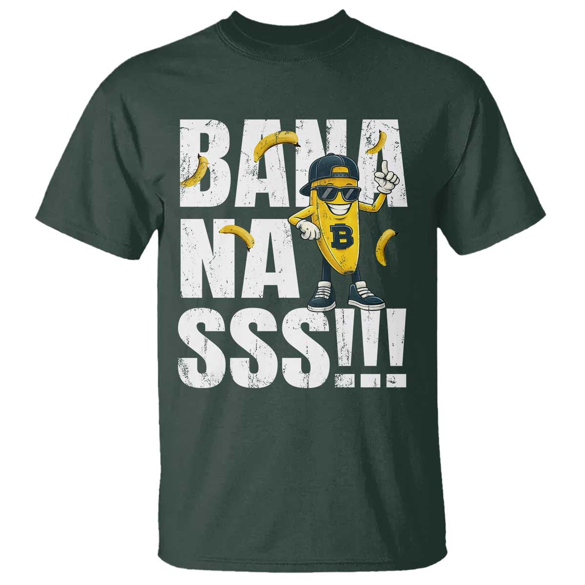 Banana Lovers T Shirt Funny Bananas Vintage Style TS10 Dark Forest Green Print Your Wear