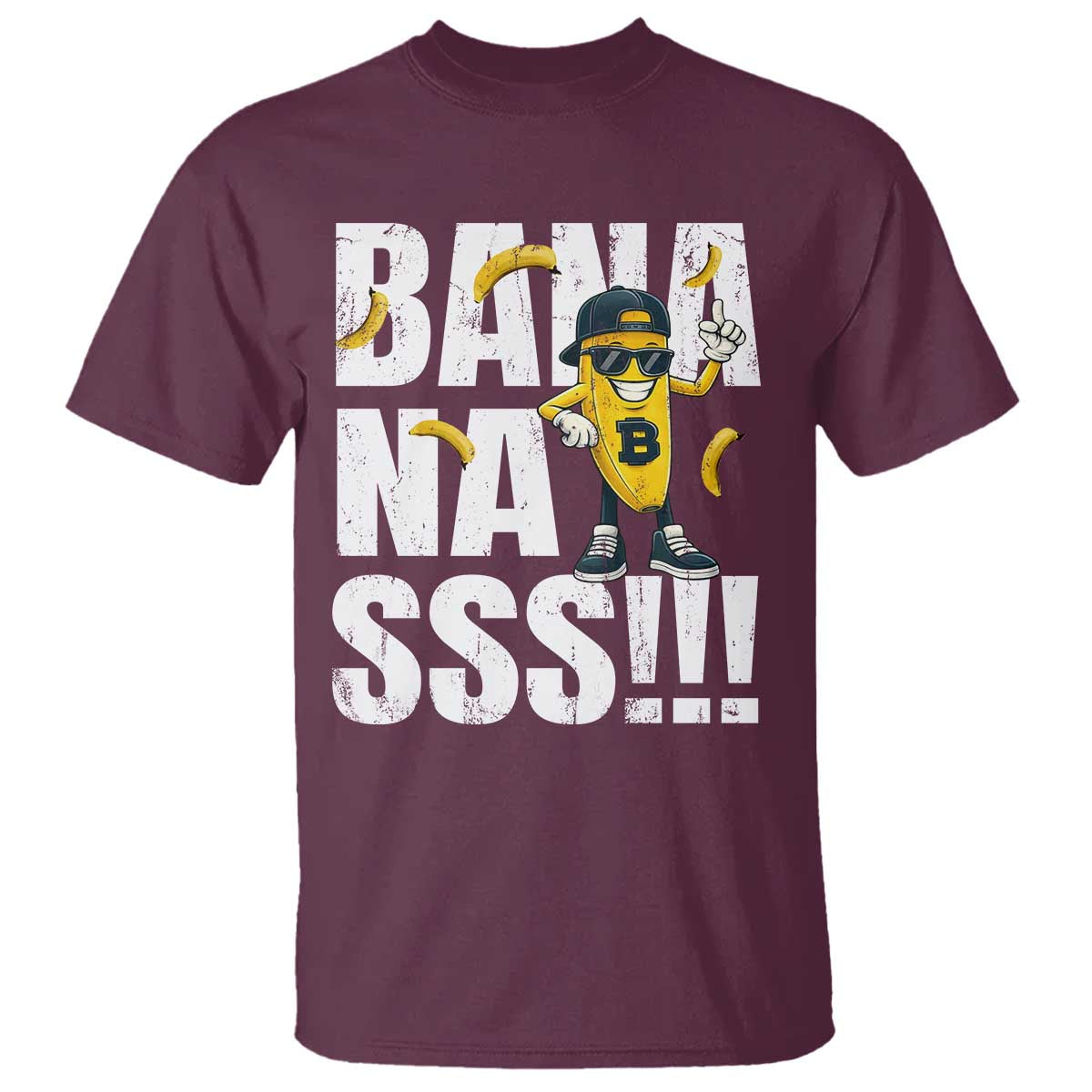 Banana Lovers T Shirt Funny Bananas Vintage Style TS10 Maroon Print Your Wear