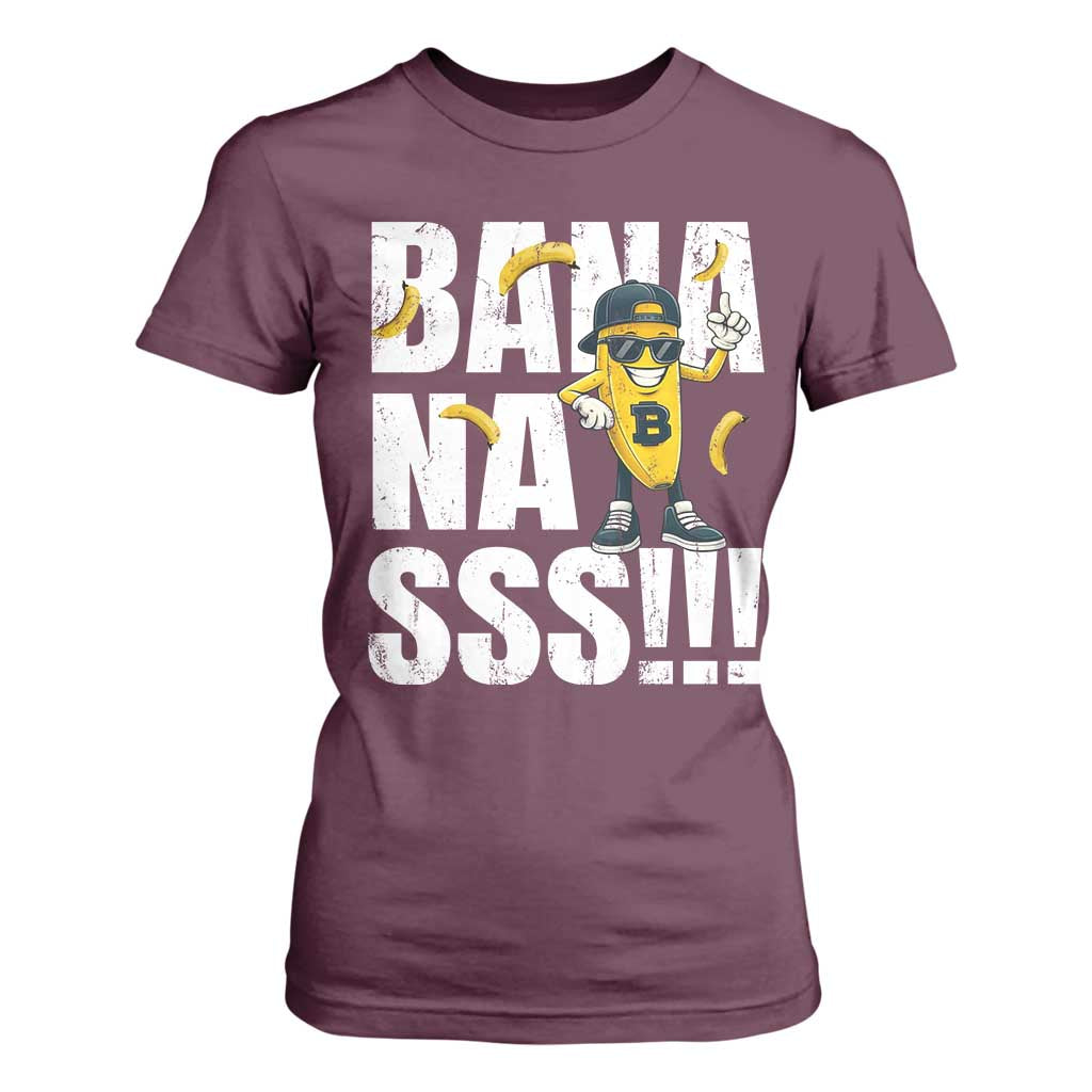 Banana Lovers T Shirt For Women Funny Bananas Vintage Style TS10 Maroon Print Your Wear