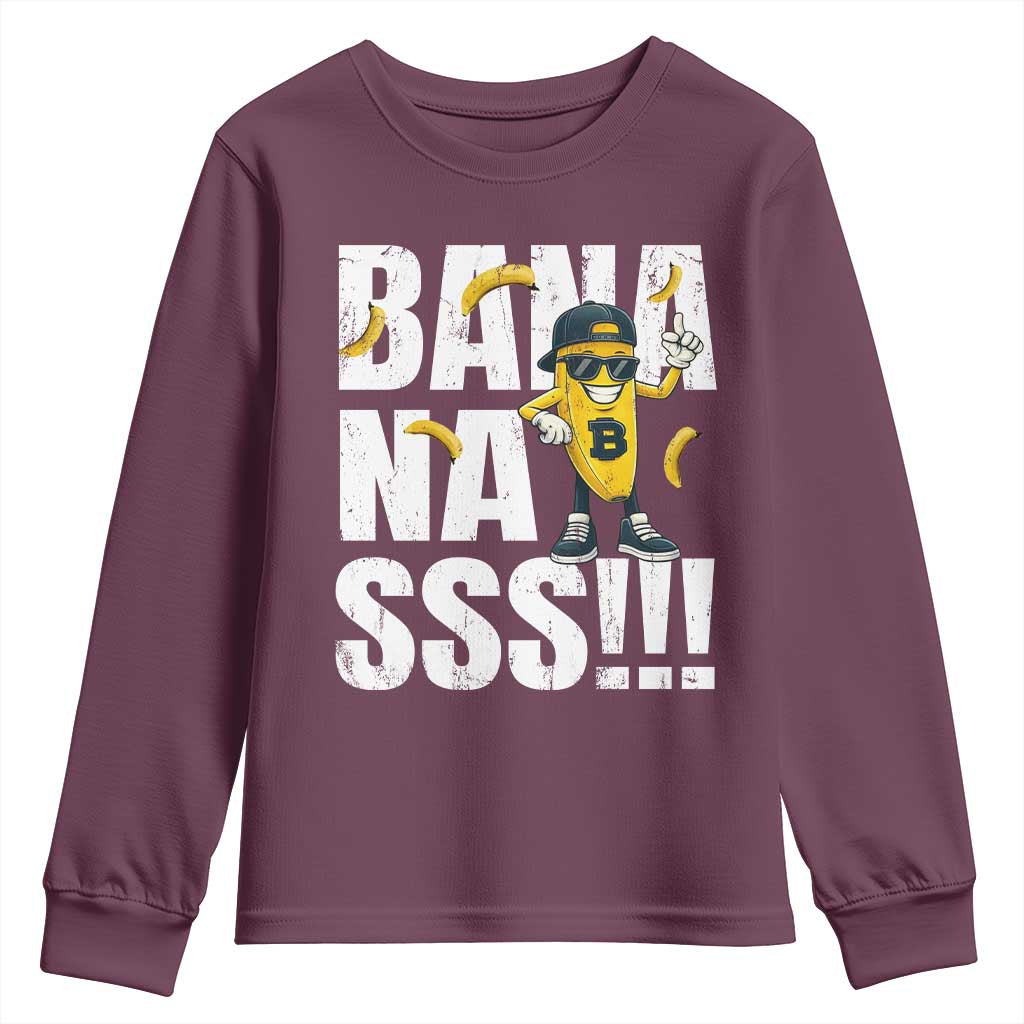 Banana Lovers Youth Sweatshirt Funny Bananas Vintage Style TS10 Maroon Print Your Wear