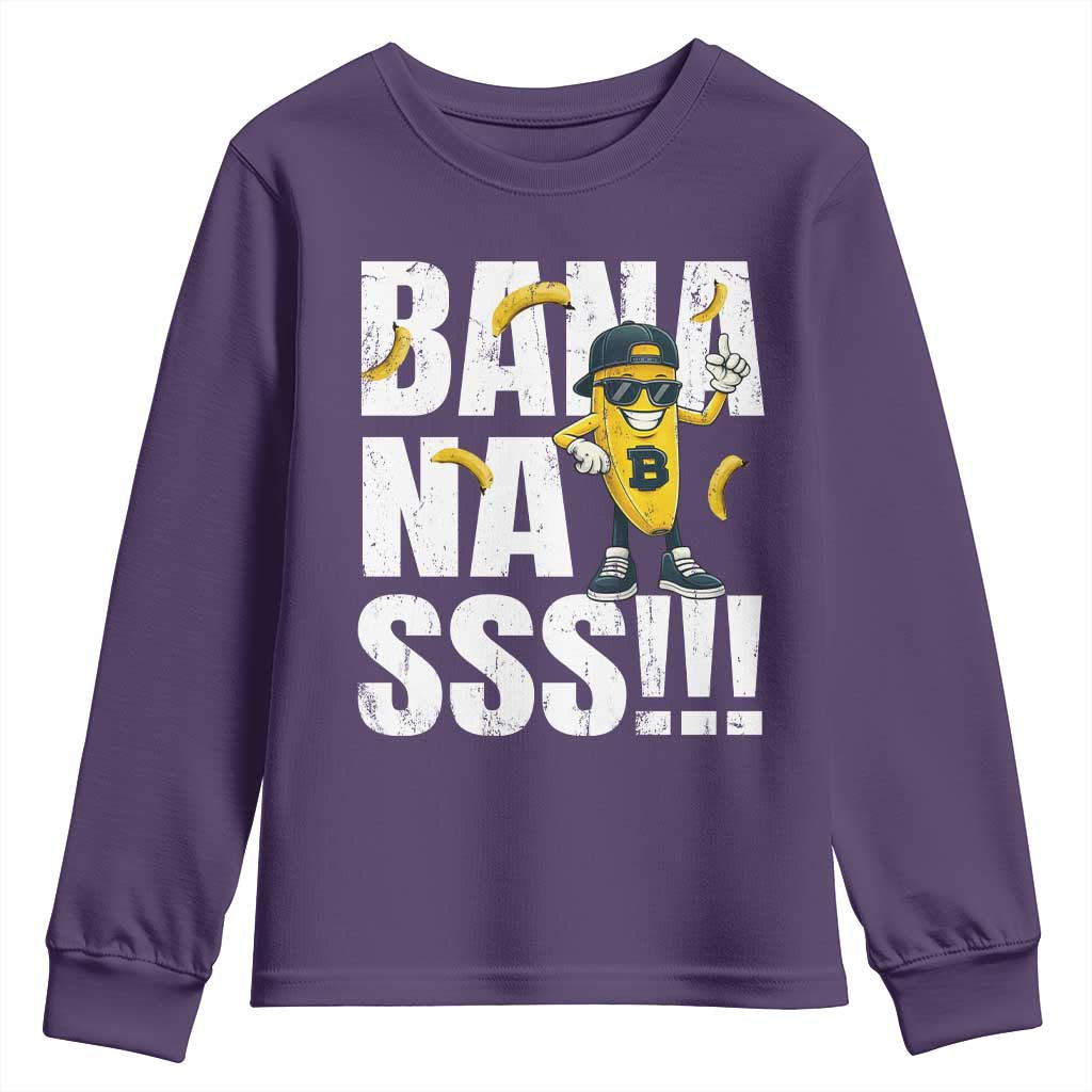 Banana Lovers Youth Sweatshirt Funny Bananas Vintage Style TS10 Purple Print Your Wear
