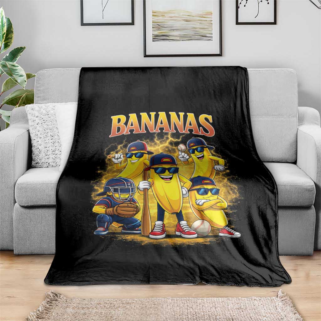 Funny Bananas Throw Blanket Lets Go Banana Cute Banana Lovers Bootleg TS10 Print Your Wear