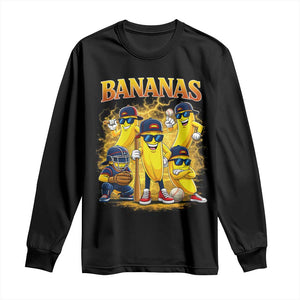 Funny Bananas Long Sleeve Shirt Lets Go Banana Cute Banana Lovers Bootleg TS10 Black Print Your Wear