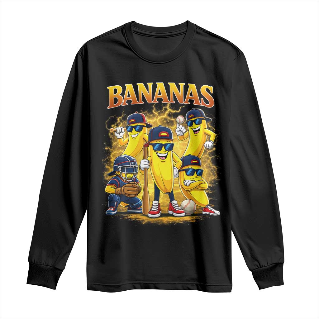 Funny Bananas Long Sleeve Shirt Lets Go Banana Cute Banana Lovers Bootleg TS10 Black Print Your Wear