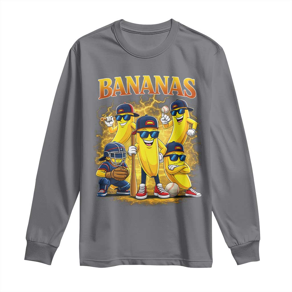 Funny Bananas Long Sleeve Shirt Lets Go Banana Cute Banana Lovers Bootleg TS10 Charcoal Print Your Wear