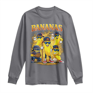 Funny Bananas Long Sleeve Shirt Lets Go Banana Cute Banana Lovers Bootleg TS10 Charcoal Print Your Wear