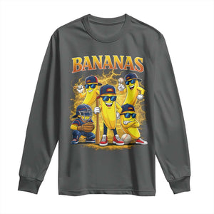 Funny Bananas Long Sleeve Shirt Lets Go Banana Cute Banana Lovers Bootleg TS10 Dark Heather Print Your Wear