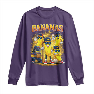 Funny Bananas Long Sleeve Shirt Lets Go Banana Cute Banana Lovers Bootleg TS10 Purple Print Your Wear