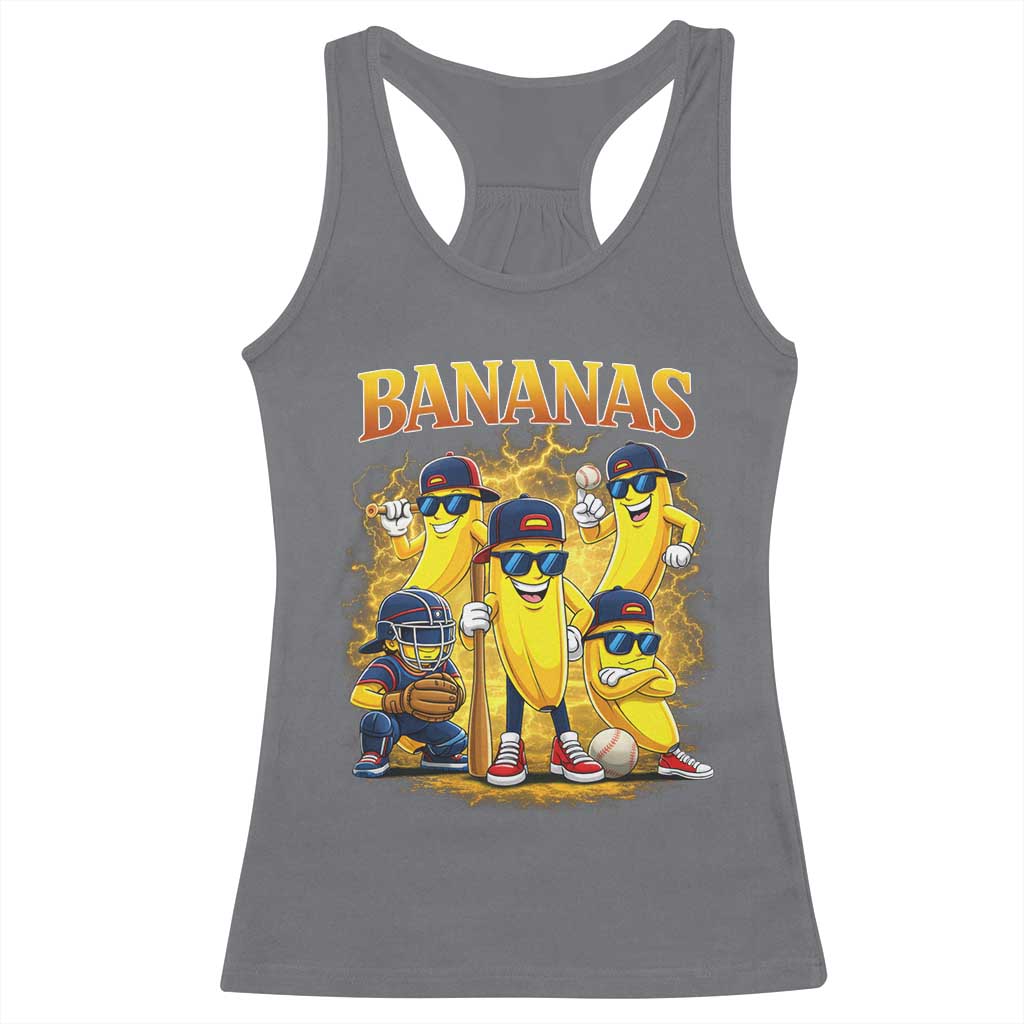 Funny Bananas Racerback Tank Top Lets Go Banana Cute Banana Lovers Bootleg TS10 Charcoal Print Your Wear