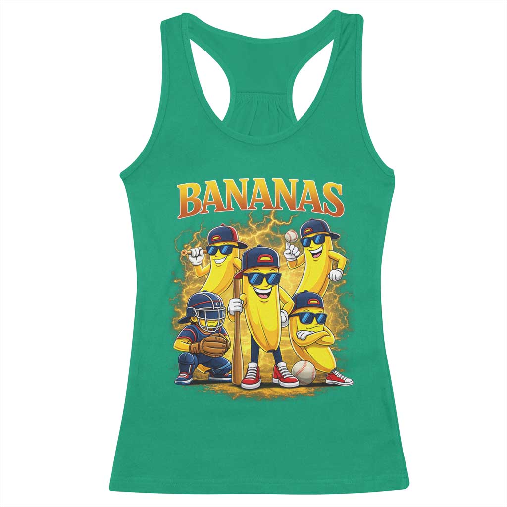 Funny Bananas Racerback Tank Top Lets Go Banana Cute Banana Lovers Bootleg TS10 Irish Green Print Your Wear
