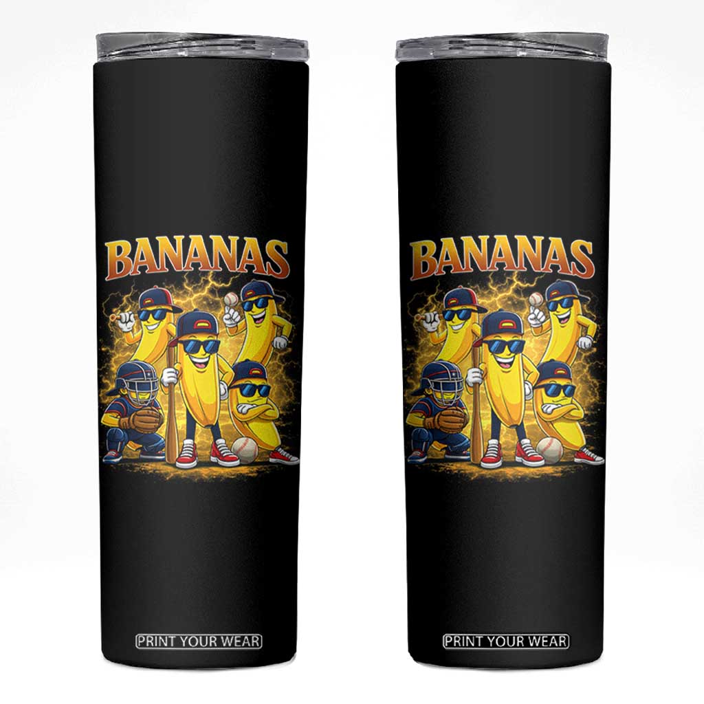 Funny Bananas Skinny Tumbler Lets Go Banana Cute Banana Lovers Bootleg TS10 Black Print Your Wear