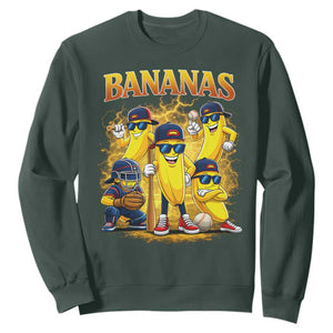 Funny Bananas Sweatshirt Lets Go Banana Cute Banana Lovers Bootleg TS10 Dark Forest Green Print Your Wear