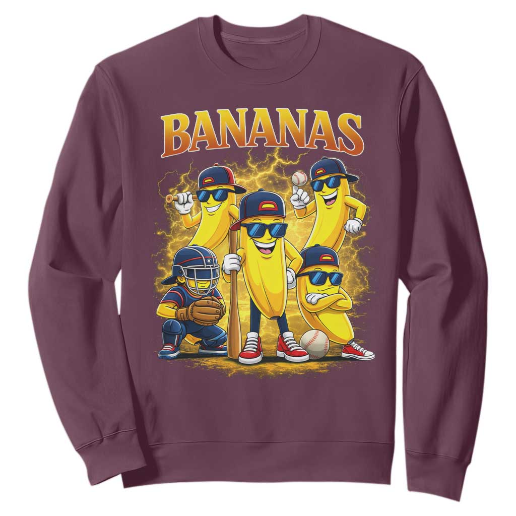 Funny Bananas Sweatshirt Lets Go Banana Cute Banana Lovers Bootleg TS10 Maroon Print Your Wear