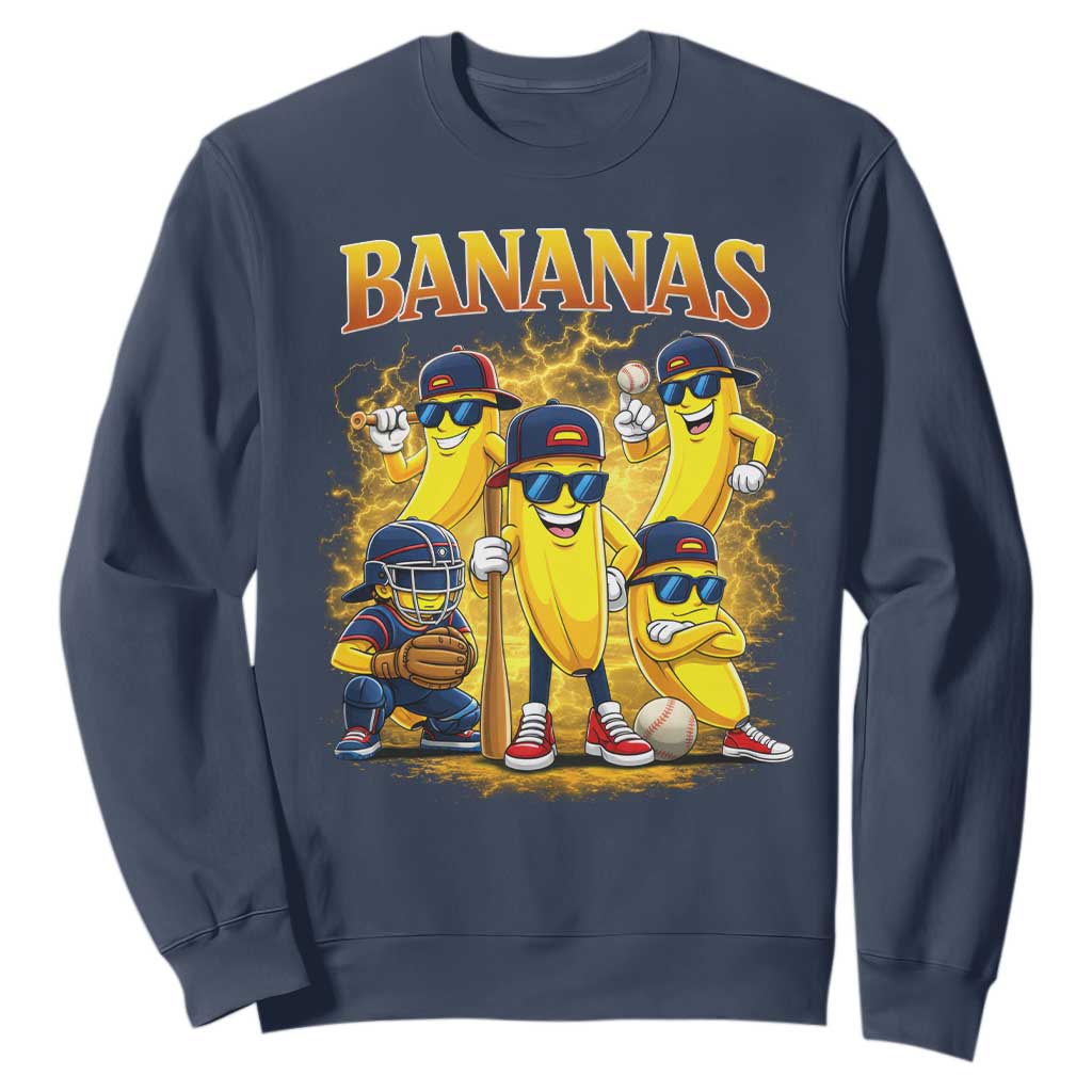 Funny Bananas Sweatshirt Lets Go Banana Cute Banana Lovers Bootleg TS10 Navy Print Your Wear