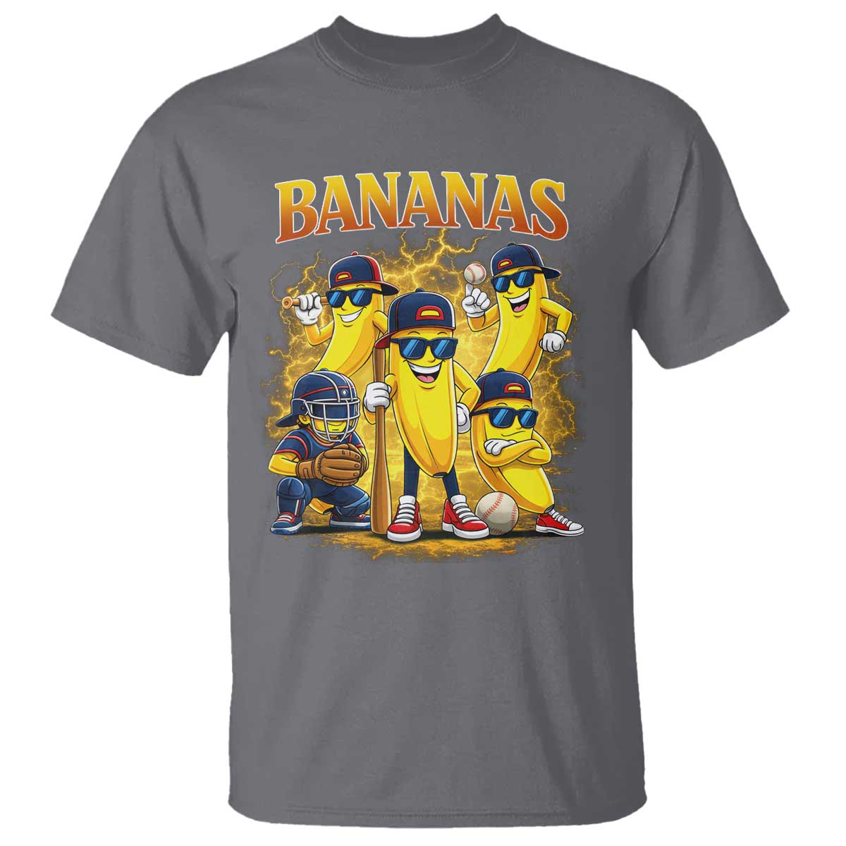 Funny Bananas T Shirt Lets Go Banana Cute Banana Lovers Bootleg TS10 Charcoal Print Your Wear