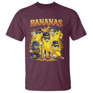 Funny Bananas T Shirt Lets Go Banana Cute Banana Lovers Bootleg TS10 Maroon Print Your Wear