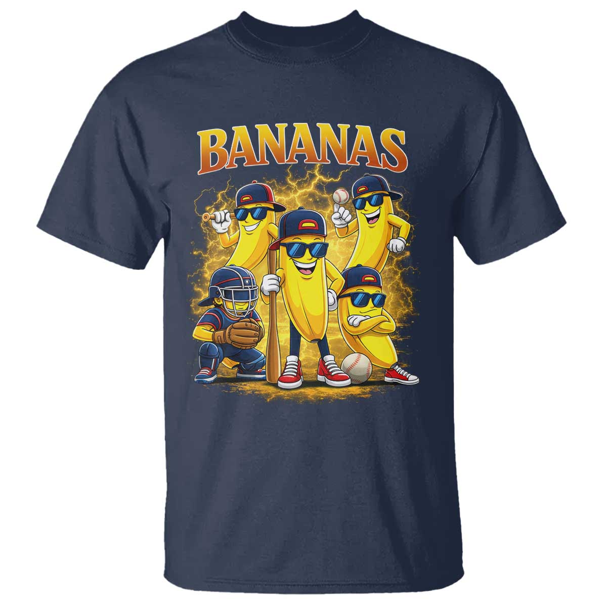 Funny Bananas T Shirt Lets Go Banana Cute Banana Lovers Bootleg TS10 Navy Print Your Wear