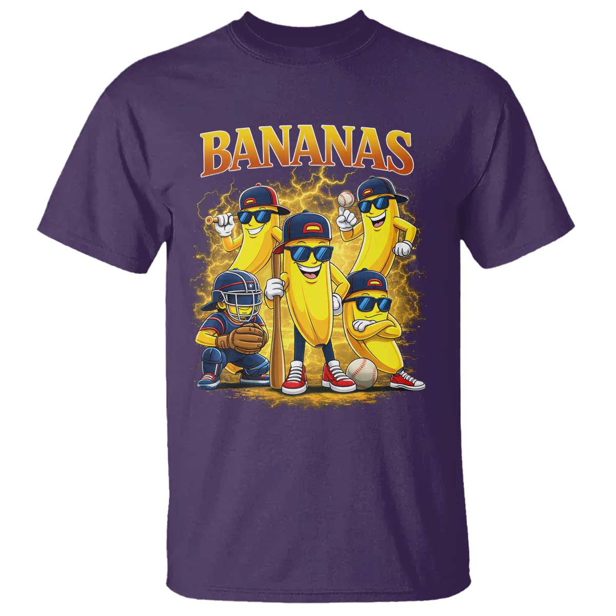 Funny Bananas T Shirt Lets Go Banana Cute Banana Lovers Bootleg TS10 Purple Print Your Wear