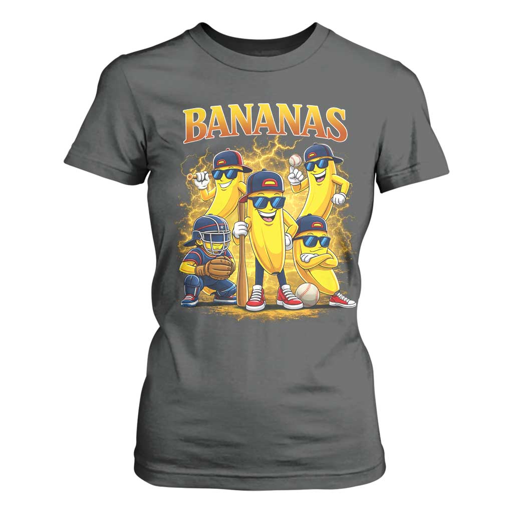 Funny Bananas T Shirt For Women Lets Go Banana Cute Banana Lovers Bootleg TS10 Dark Heather Print Your Wear