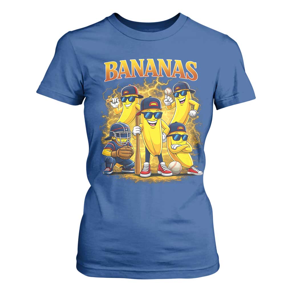 Funny Bananas T Shirt For Women Lets Go Banana Cute Banana Lovers Bootleg TS10 Royal Blue Print Your Wear
