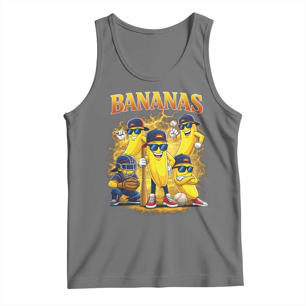 Funny Bananas Tank Top Lets Go Banana Cute Banana Lovers Bootleg TS10 Black Heather Print Your Wear