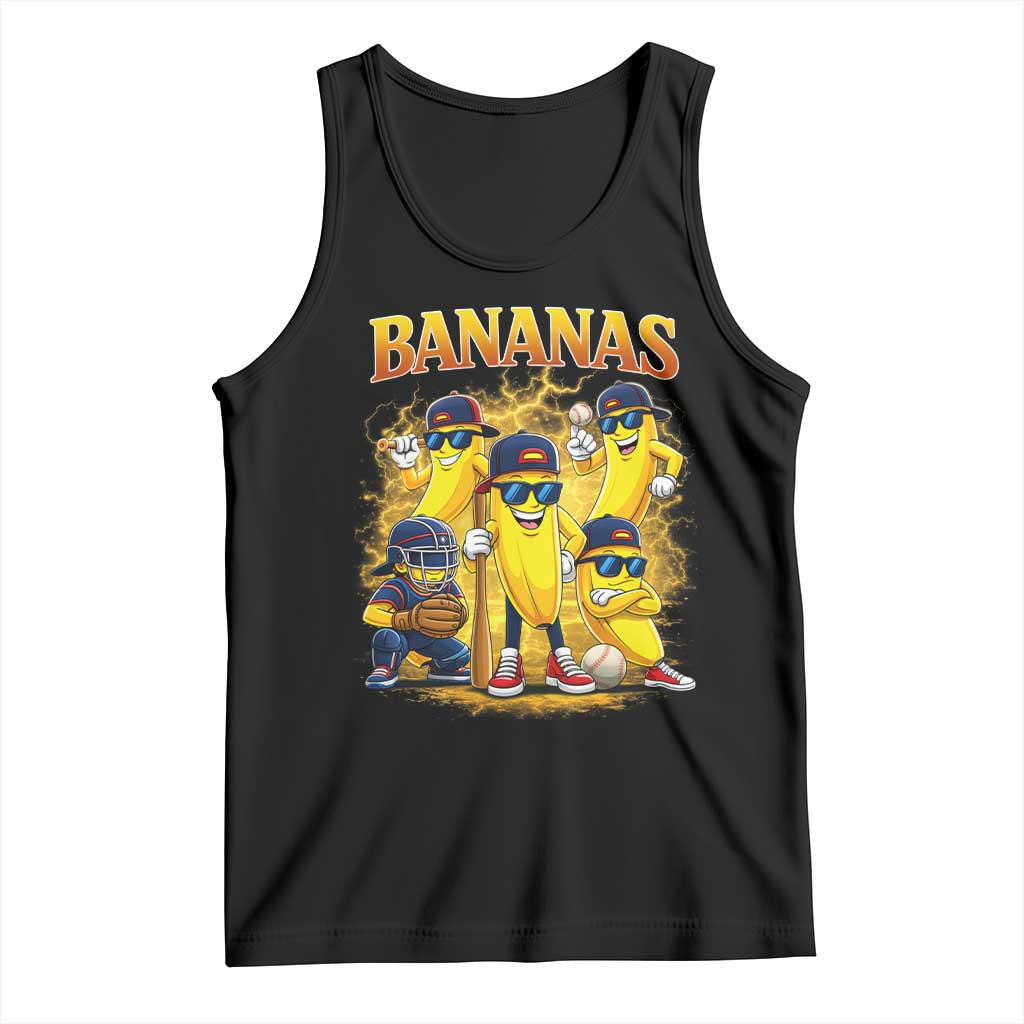 Funny Bananas Tank Top Lets Go Banana Cute Banana Lovers Bootleg TS10 Black Print Your Wear