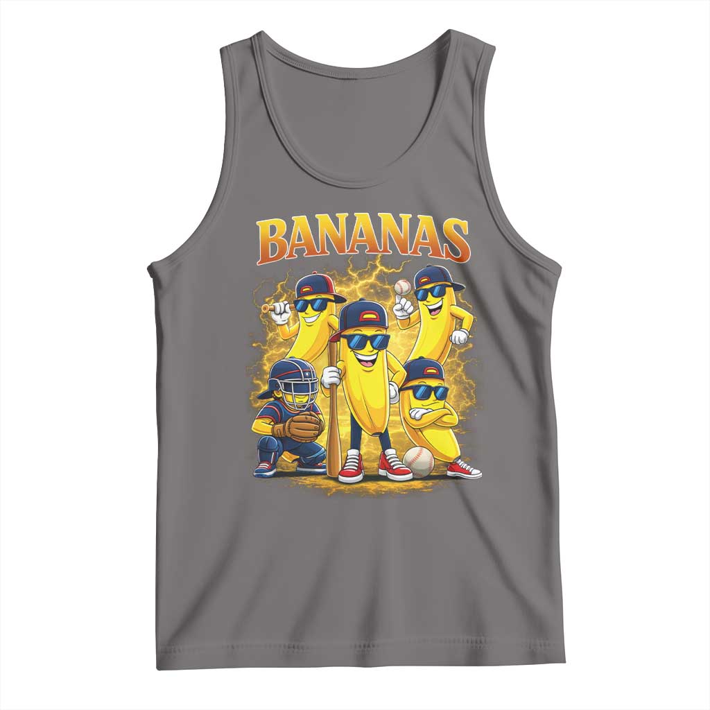 Funny Bananas Tank Top Lets Go Banana Cute Banana Lovers Bootleg TS10 Deep Heather Print Your Wear