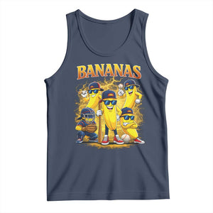 Funny Bananas Tank Top Lets Go Banana Cute Banana Lovers Bootleg TS10 Navy Print Your Wear
