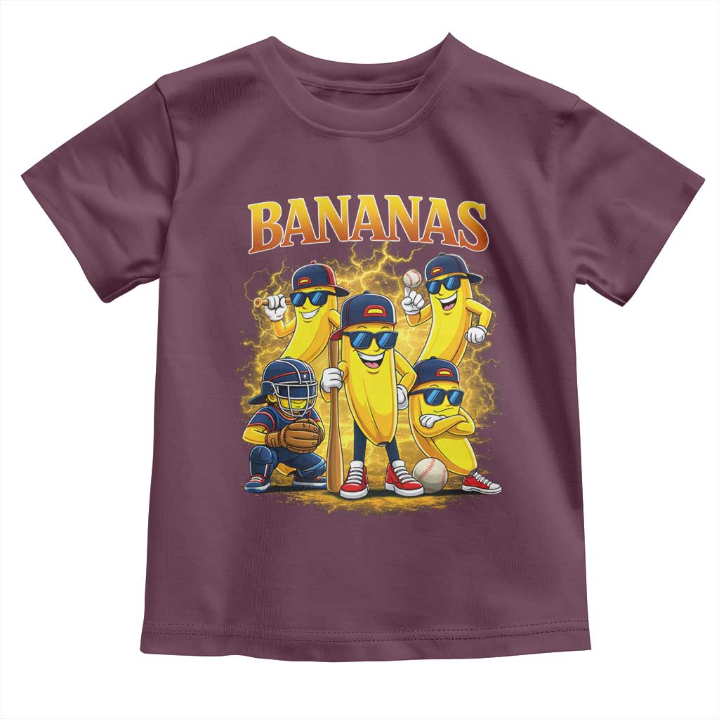 Funny Bananas Toddler T Shirt Lets Go Banana Cute Banana Lovers Bootleg TS10 Maroon Print Your Wear
