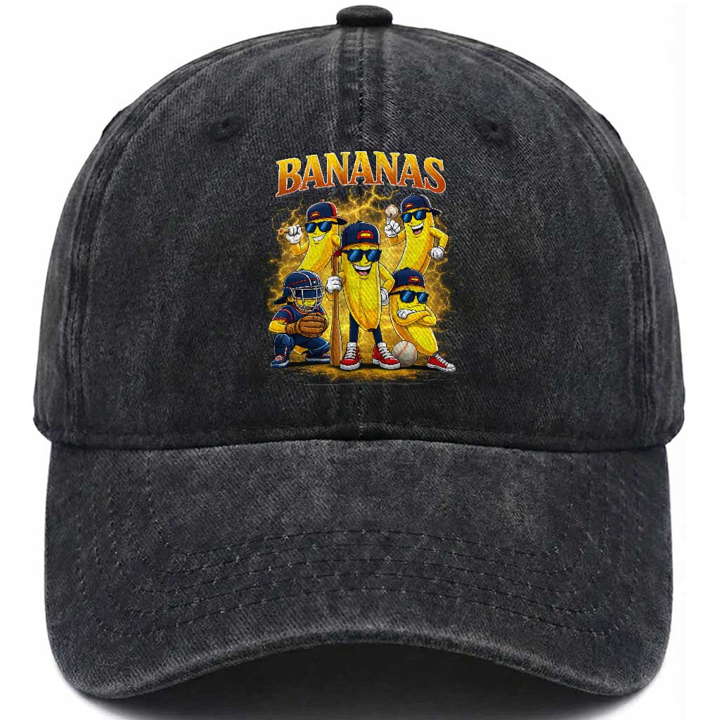 Funny Bananas Washed Cotton Baseball Cap Lets Go Banana Cute Banana Lovers Bootleg TS10 Print Your Wear