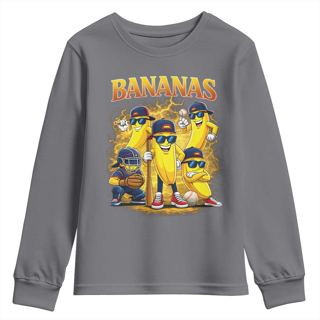 Funny Bananas Youth Sweatshirt Lets Go Banana Cute Banana Lovers Bootleg TS10 Charcoal Print Your Wear